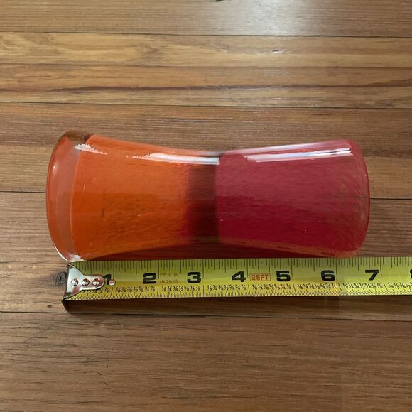 Speckled Art Glass Vase Red Orange 7x2.5 in - Picture 6 of 11